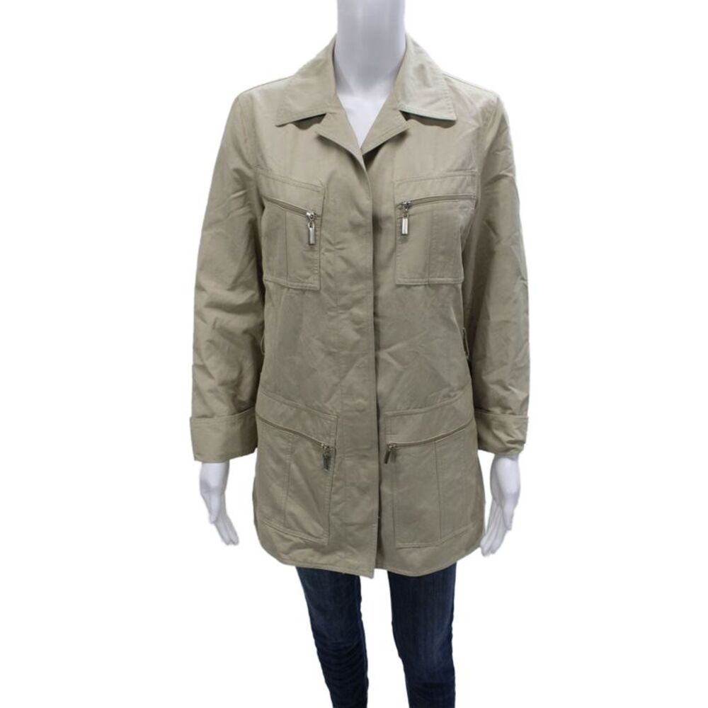Ramosport Womens Beige Military Jacket Long Sleeve Button Size 2